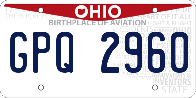 OH license plate GPQ2960