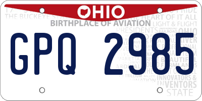 OH license plate GPQ2985