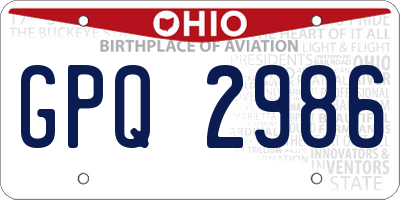 OH license plate GPQ2986