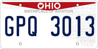 OH license plate GPQ3013