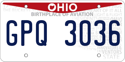 OH license plate GPQ3036