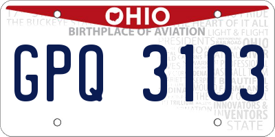 OH license plate GPQ3103