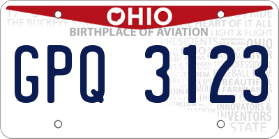 OH license plate GPQ3123
