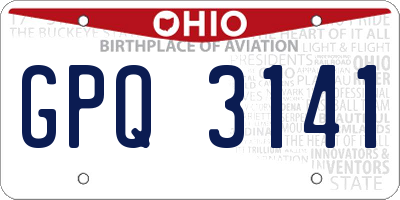 OH license plate GPQ3141