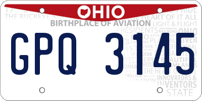 OH license plate GPQ3145