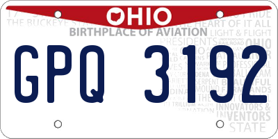 OH license plate GPQ3192