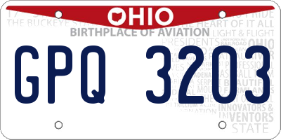 OH license plate GPQ3203