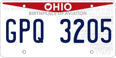 OH license plate GPQ3205