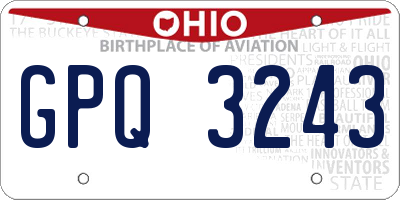 OH license plate GPQ3243