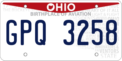 OH license plate GPQ3258