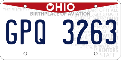 OH license plate GPQ3263