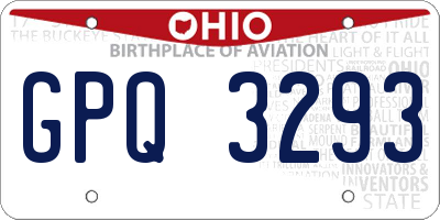 OH license plate GPQ3293