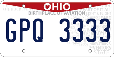OH license plate GPQ3333