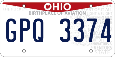 OH license plate GPQ3374
