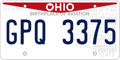 OH license plate GPQ3375