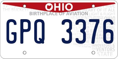 OH license plate GPQ3376