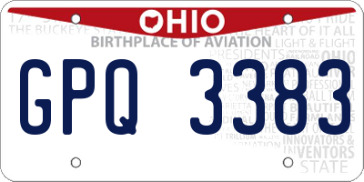 OH license plate GPQ3383