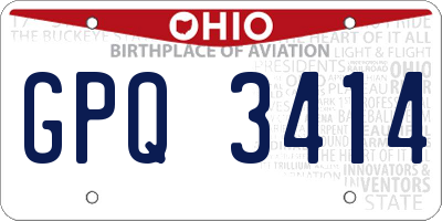 OH license plate GPQ3414