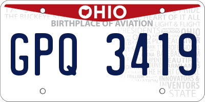 OH license plate GPQ3419