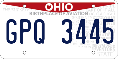 OH license plate GPQ3445