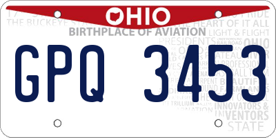 OH license plate GPQ3453