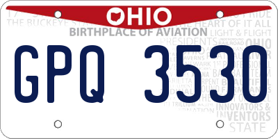OH license plate GPQ3530