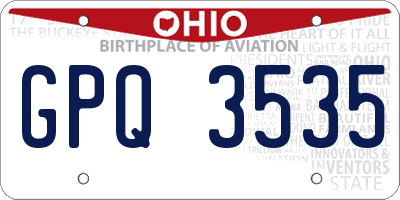 OH license plate GPQ3535