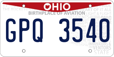 OH license plate GPQ3540