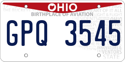OH license plate GPQ3545