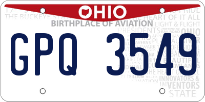 OH license plate GPQ3549