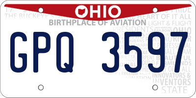 OH license plate GPQ3597