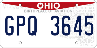 OH license plate GPQ3645