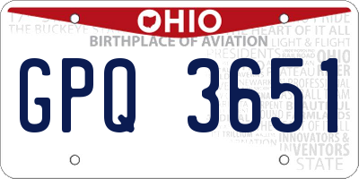 OH license plate GPQ3651