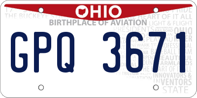 OH license plate GPQ3671