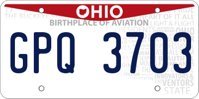 OH license plate GPQ3703