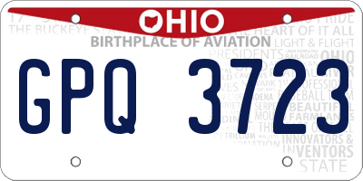 OH license plate GPQ3723