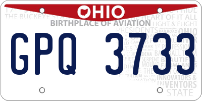 OH license plate GPQ3733