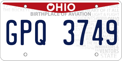 OH license plate GPQ3749