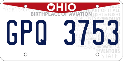 OH license plate GPQ3753
