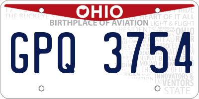OH license plate GPQ3754
