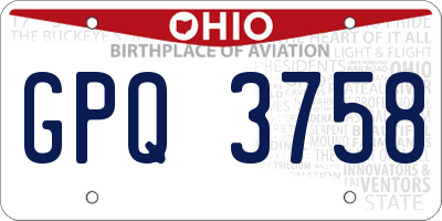 OH license plate GPQ3758