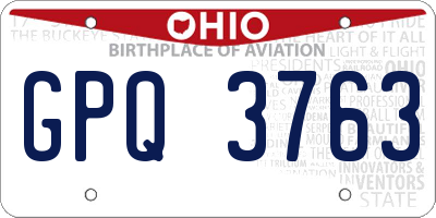 OH license plate GPQ3763
