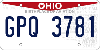 OH license plate GPQ3781