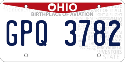 OH license plate GPQ3782