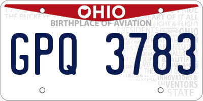 OH license plate GPQ3783