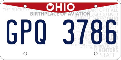 OH license plate GPQ3786