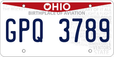 OH license plate GPQ3789