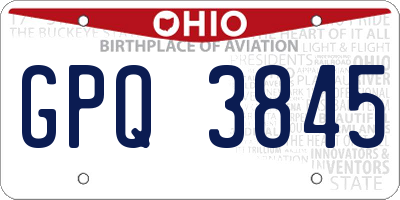 OH license plate GPQ3845