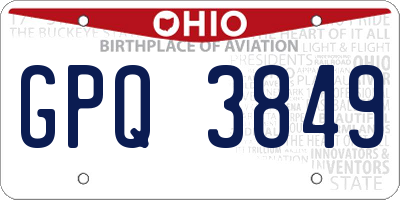 OH license plate GPQ3849