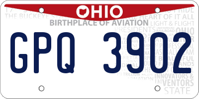 OH license plate GPQ3902